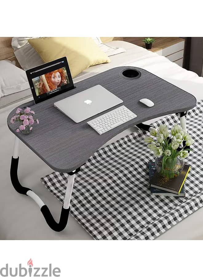 Foldable Laptop Table With Cup Holder Combination Material Multicolour 1