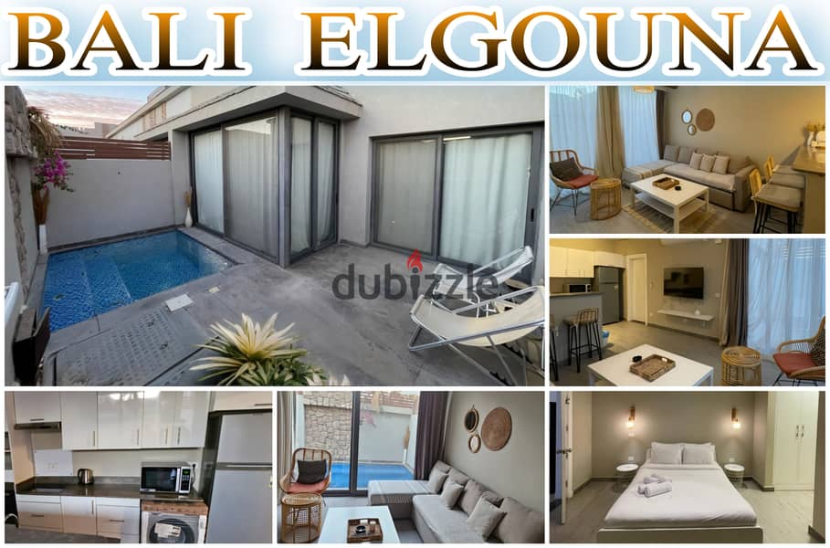 Modern one bedroom apartment with private pool in Bali Elgouna 0