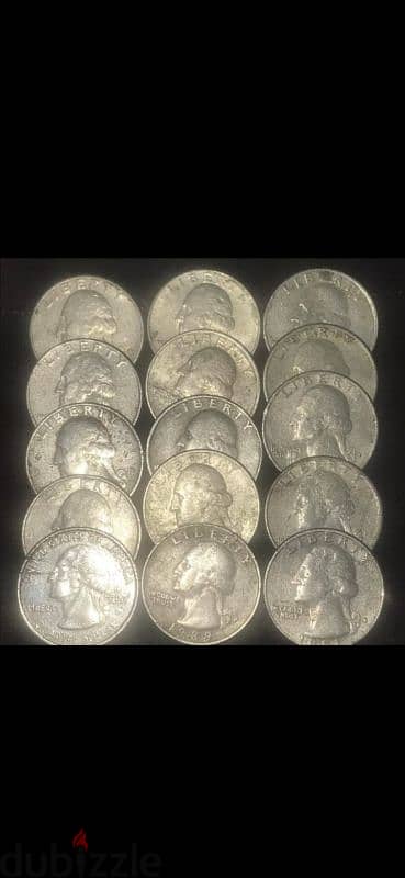 Quarter dollar 15 pieces ancinet since1876