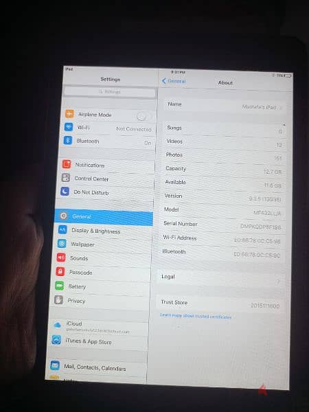 ipad mini wifi iOS 9.3. 5 1