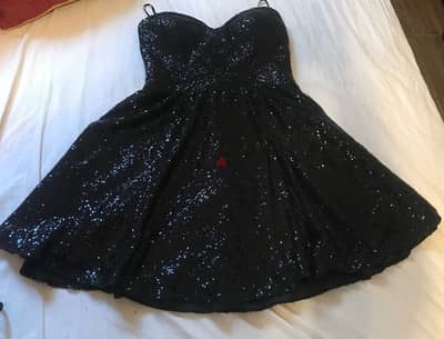 black sequin dress