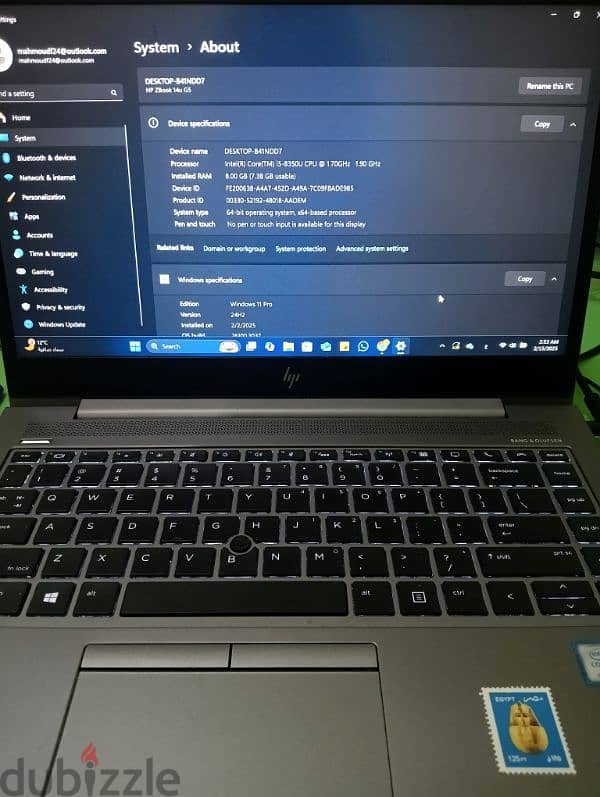 Hp zbook 14u G5 8