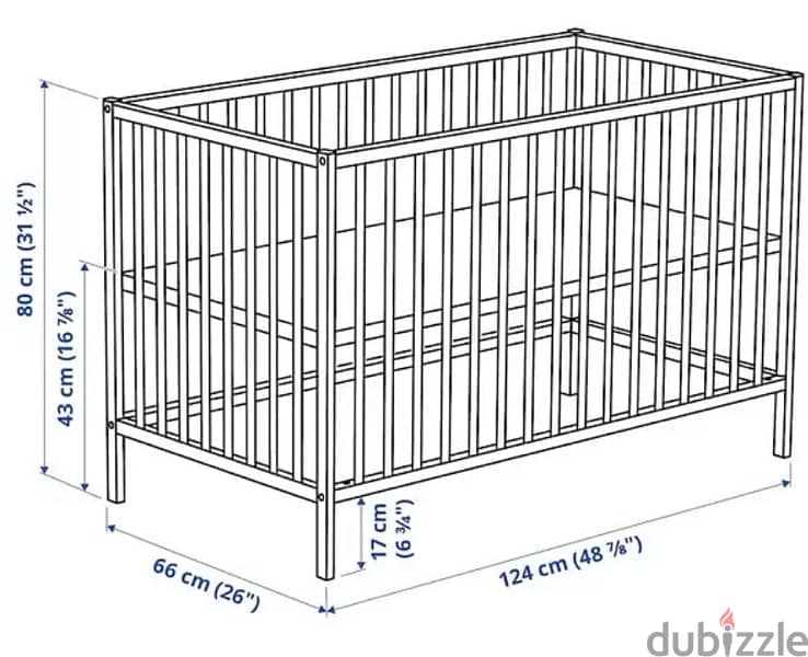 ‏‎سرير اطفال  كامل بمشتملاته - سرير + مرتبة + جوانب حمايه + كفر مرتبة 1