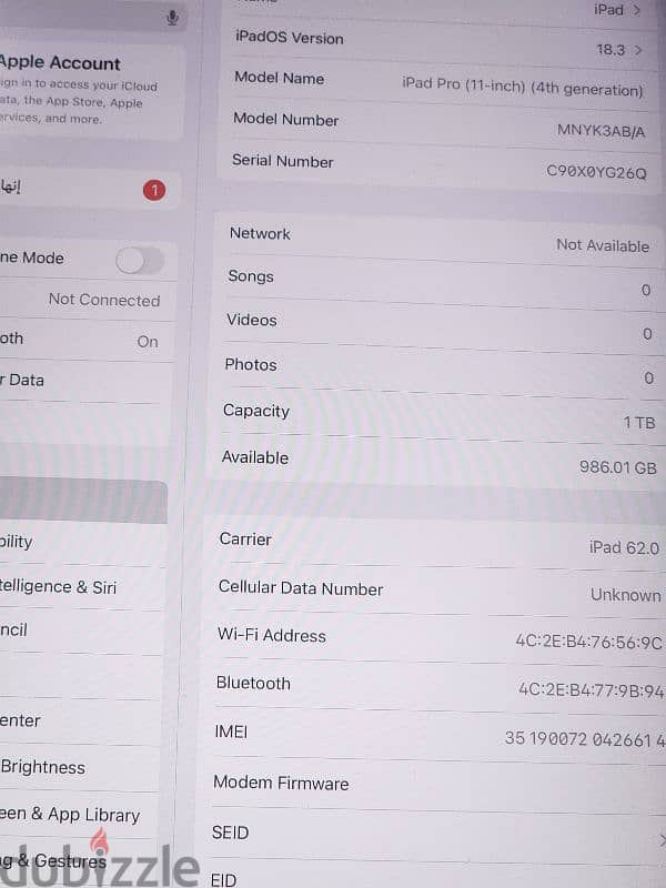 iPad pro m2 11 1 tb wifi + calluer 2