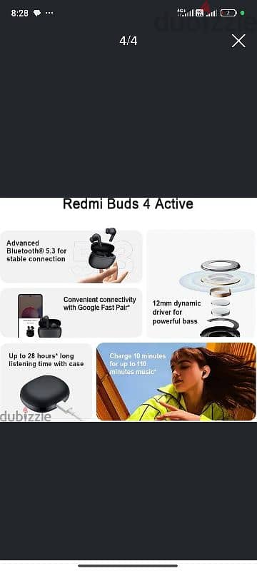 Xiaomi Redmi Buds 4 Active سماعه شاومي متبرشمه 4