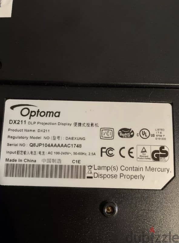 Optoma projector DX211 DLP 3