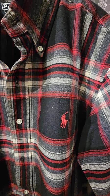 قميص Polo Ralph lauren صوف علي قطن شتوي مقاس ميديام 4