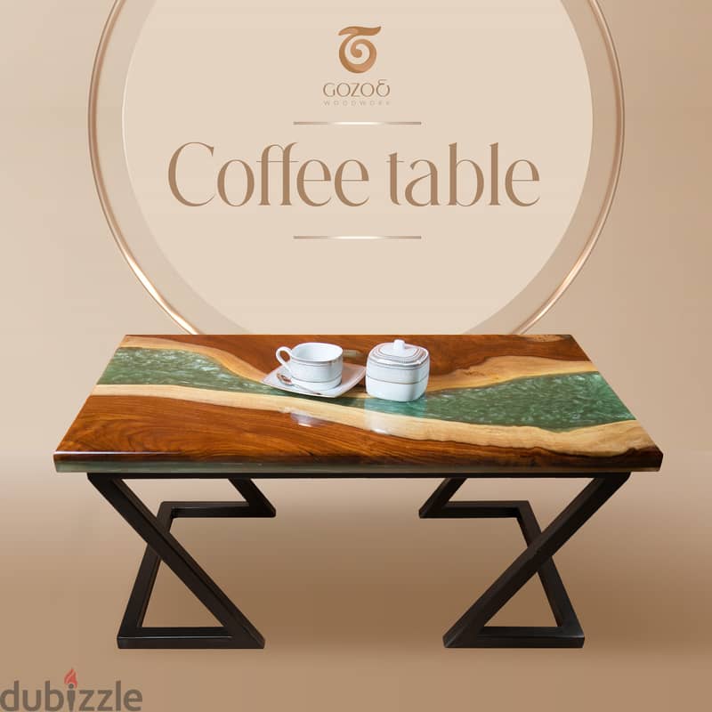 Coffer Table - Handcrafted Natural Wood with Epoxy 1