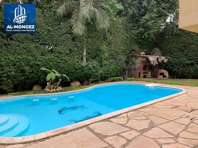 A distinctive three-storey villa for sale, 561 square meters, fully finished, with a private swimming pool, in Rehab City, First Settlement, New Cairo