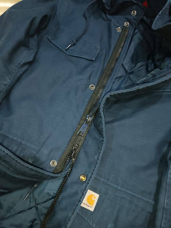 Carhartt Vintage Jacket  Hickman Coat Navy Blue Zip 1