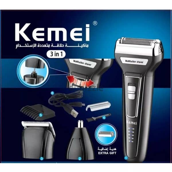 Kemei KM-6558 ماكينة حلاقة كيمي 3 في 1 6