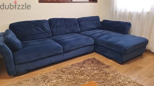 American furniture dark blue L shape couche