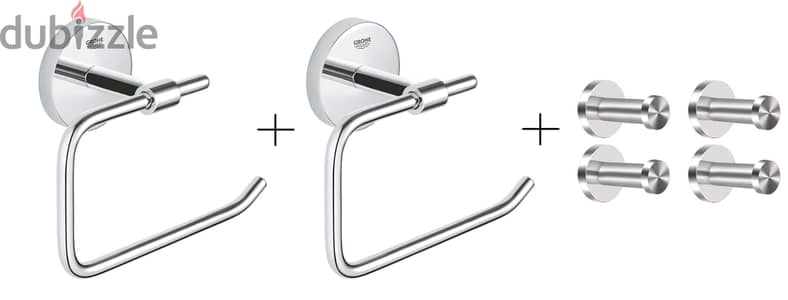 2 x GROHE جروهى Paper Holder + 4 Hooks Gift