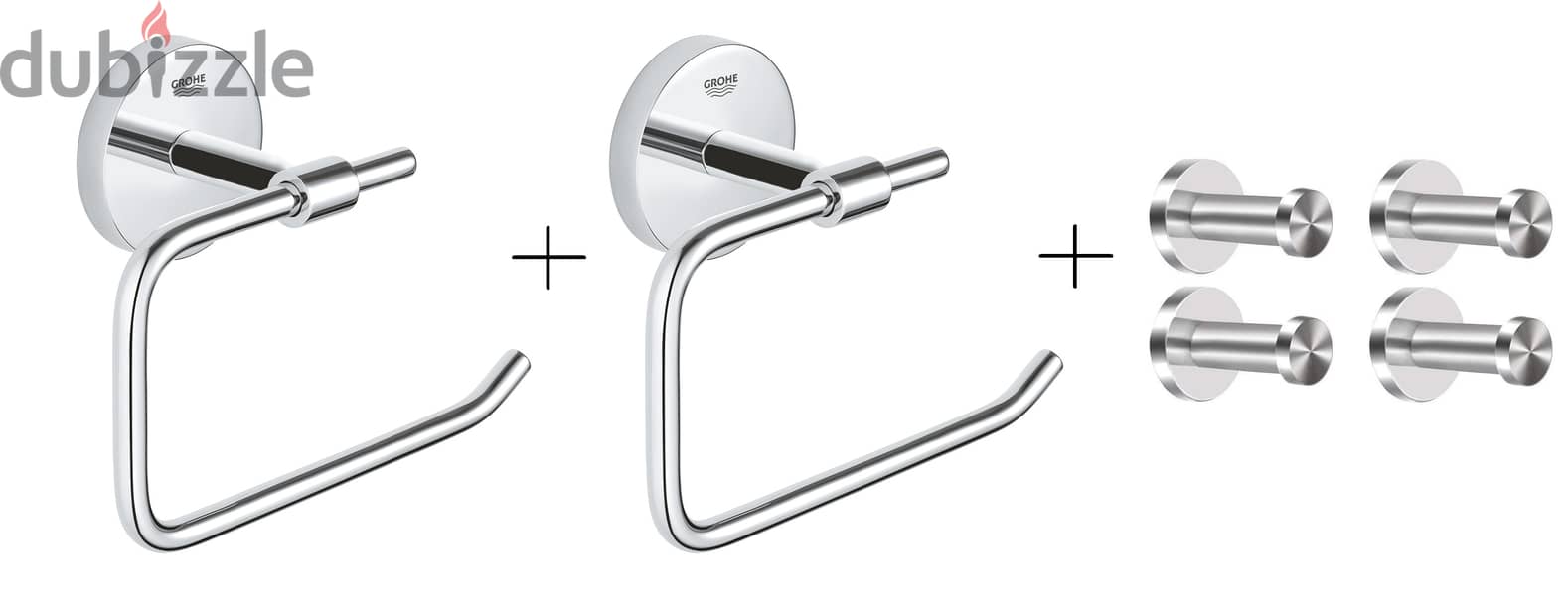 2 x GROHE جروهى Paper Holder + 4 Hooks Gift 0