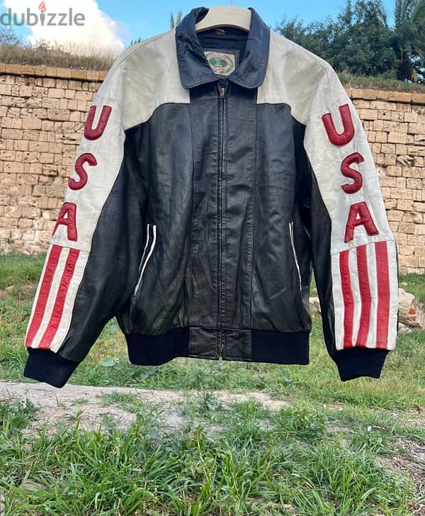 Vintage USA Black natural Leather Motorcycle Jacket 10