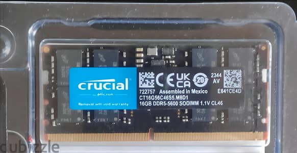 Crucial 16gb ddr5 5600 ram module for laptop