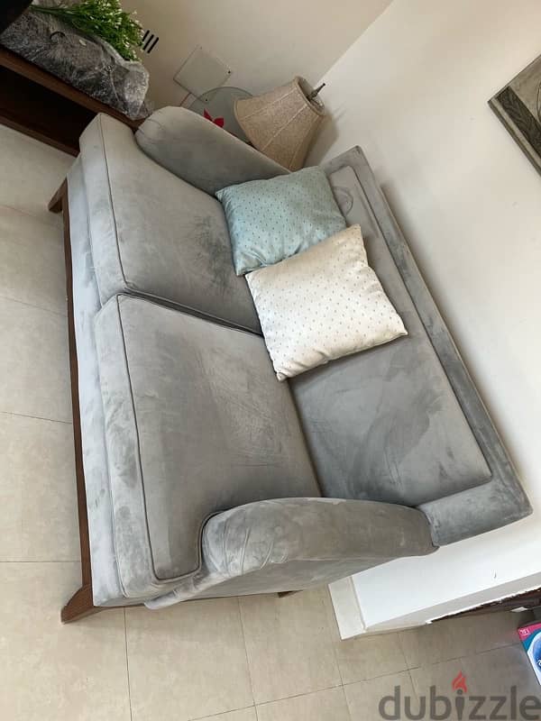 2 Modern grey blue couches 1