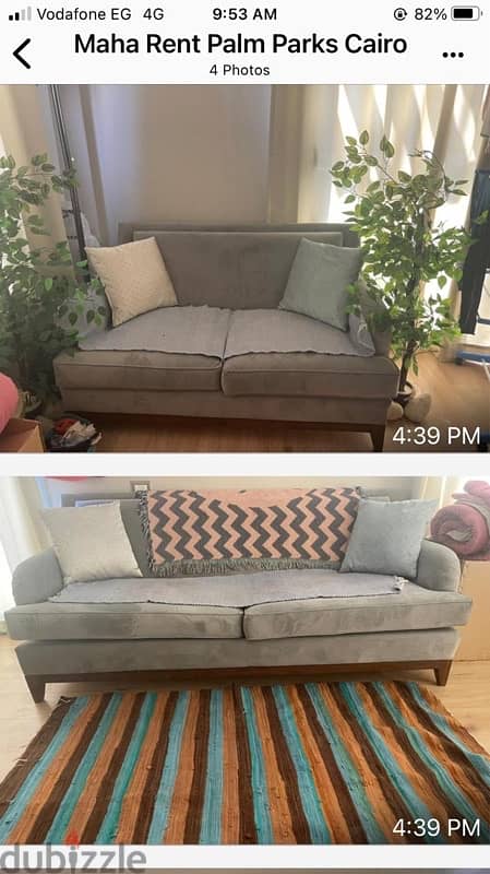 2 Modern grey blue couches 2