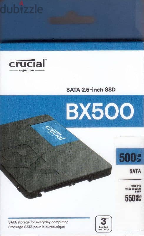 هارد كروشال إس إس دي - Hard Desk Crucial BX500 SSD 500 Giga 0