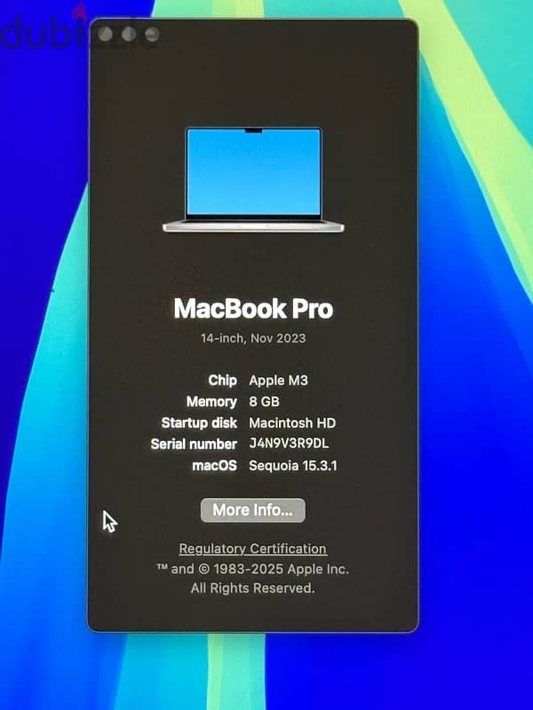 MacBook Pro 14 inch M3 512 98% 2