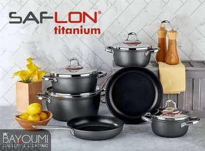 Saflon Titanium  طقم حلل سافلون تتانيوم  جديد بالكرتونة