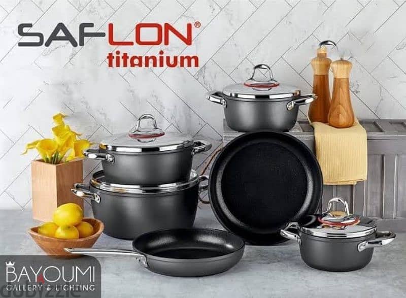 Saflon Titanium  طقم حلل سافلون تتانيوم  جديد بالكرتونة 0