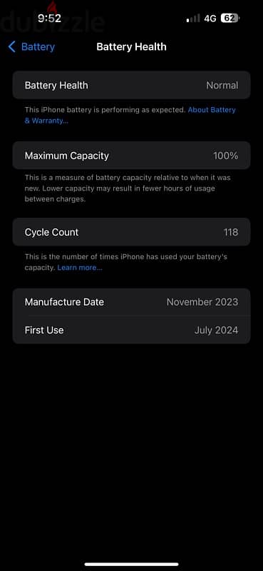 iphone 15 pro max battery 100% ايفون ١٥ برو ماكس 7