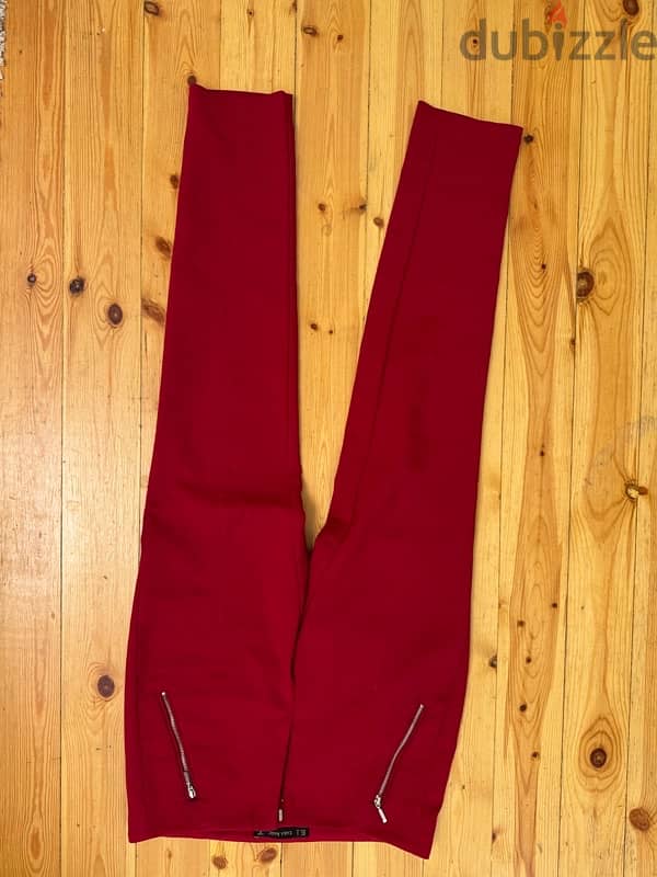 zara red pants 0