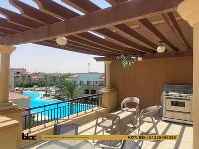 Penthouse for rent, fully furnished, second floor, first unit by the lagoon in Marassi Verde by Emaar , North Coast