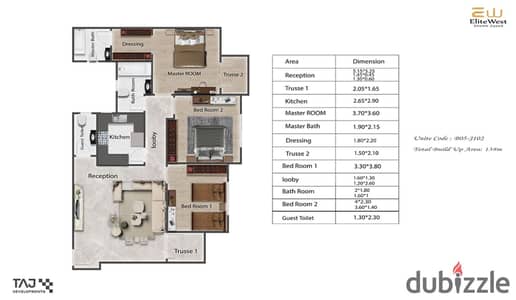 Apartment for sale with an area of ​​138 m the longest payment period in Elite West Compound Green Revolution area  of Sheikh Zayed by Taj development