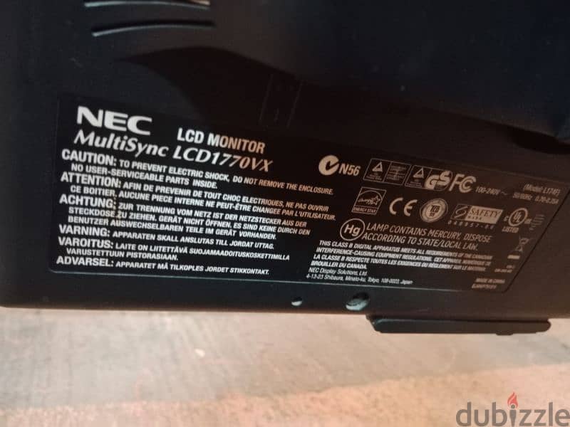 شاشة كمبيوتر NEC Monitor LCD Multisync lcd 1770vx-BK 4