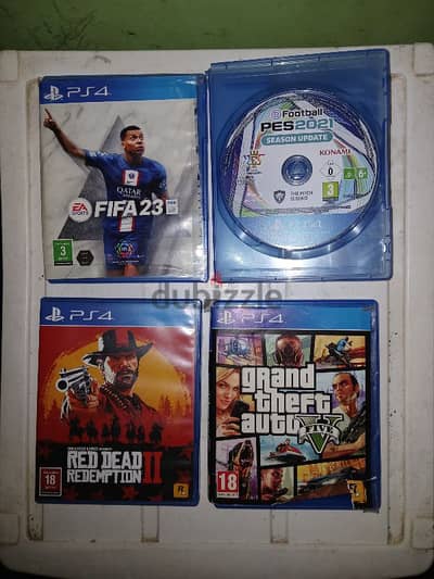 اسطوانات اربع العاب fifa 23 pes21 red did gta