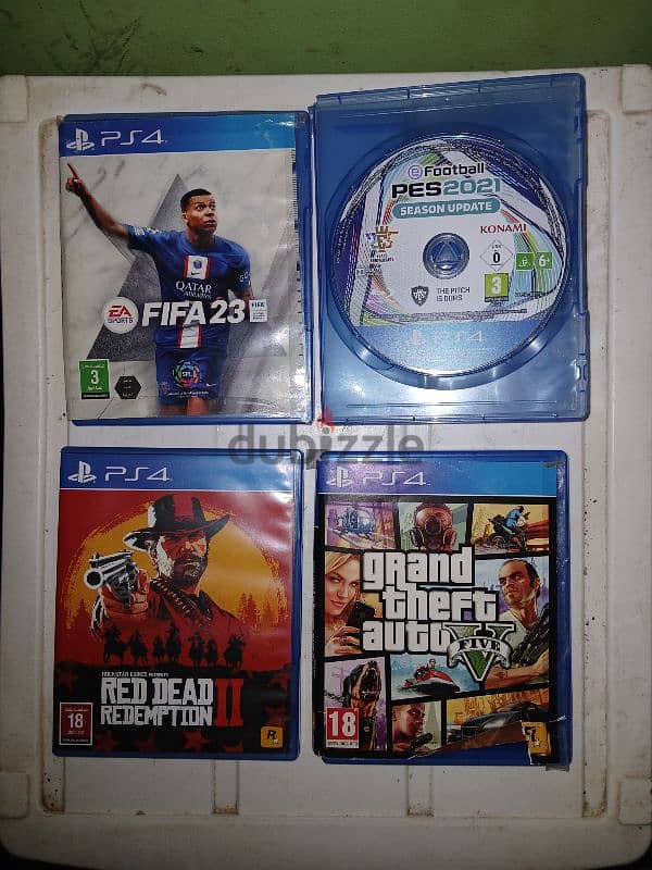 اسطوانات اربع العاب fifa 23 pes21 red did gta 0