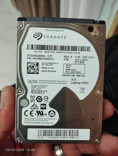 هارد 2 تيرا لاب توب HDD هيلث 100%