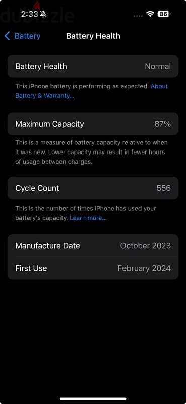 iPhone 15 pro 87% battery 1