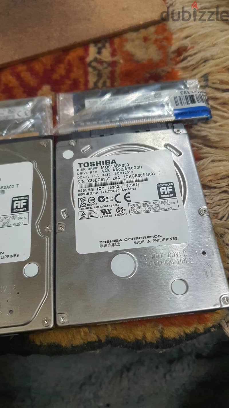 Labtop hard disks 599gb & 750gb and ram 8gb 5