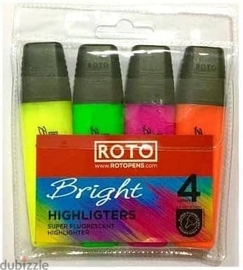 Set Of 4 Different Colors (Yellow/Green/Pink/Orange) ROTO highlighters