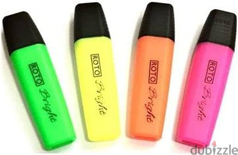 Set Of 4 Different Colors (Yellow/Green/Pink/Orange) ROTO highlighters 1