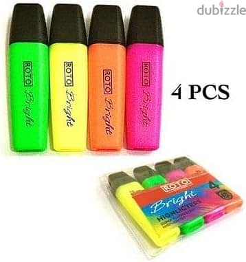 Set Of 4 Different Colors (Yellow/Green/Pink/Orange) ROTO highlighters 2