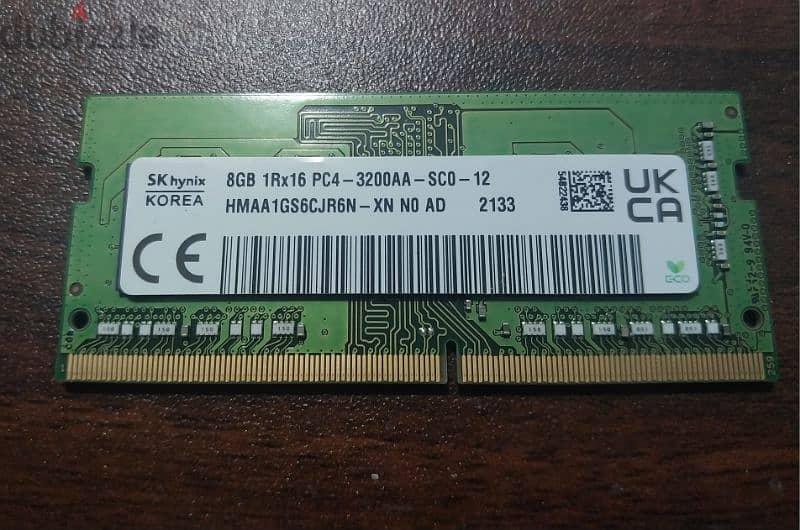 عدد ٢ رام لاب توب DDr3 & Ddr4  8G & 2G 0