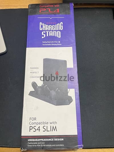 Stand for ps4 slim and cooling fan for the ps and charging controllers