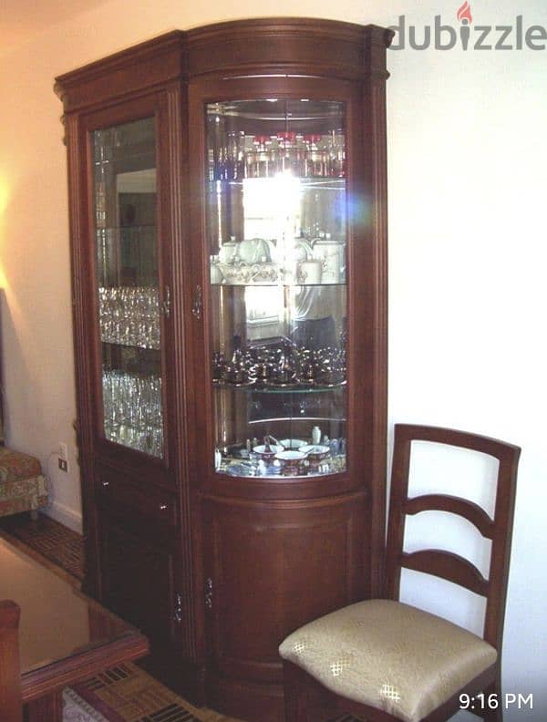 Dining table + 8 chairs خشب زان + نيش "display cabinet" 5