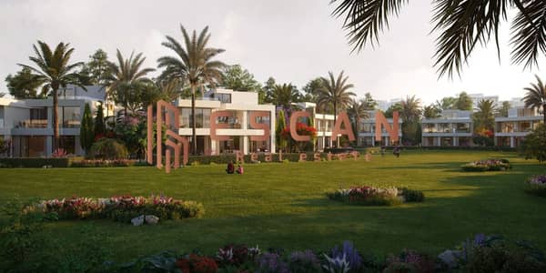 Townhouse villa, model Q1, highest rate of excellence, western sea view, for sale in installments over 14 years, in Nour city