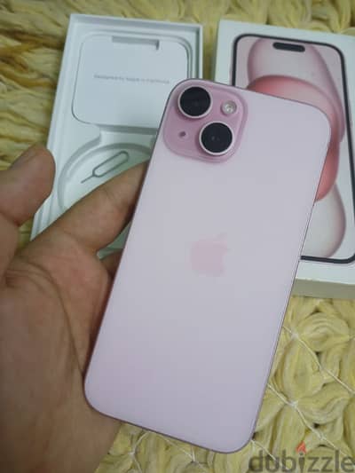 iPhone 15 Rose ,128gb with box بحالة ممتازة