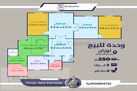 شقة للبيع تصلح سكني واداري 250م لوران شارع ابوقير