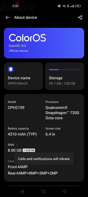 Oppo Reno 5 ( 8 - 128 ) 4