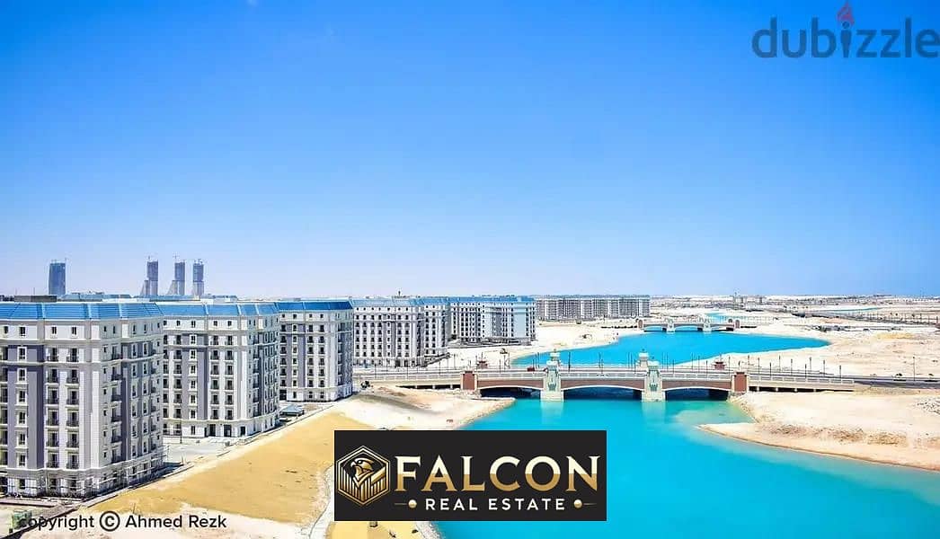 Apartment for sale, first row on the sea, ready to move, in the heart of Alamein City, next to the North Coast Marina, fully finished, with facilities 0