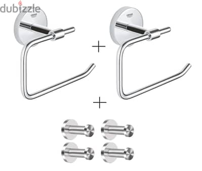 2 x GROHE جروهى Paper Holder + 4 Hooks Gift