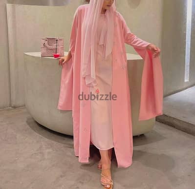 Ramdan Pink kaftan with dress and scarf for sale