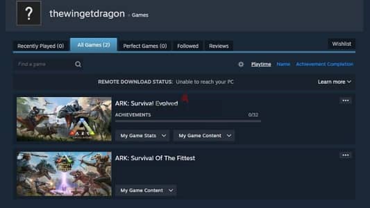 حساب steam عليه لعبة ark survival evolved